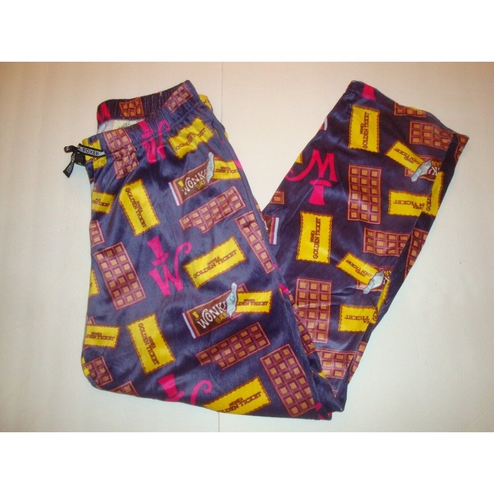 Happy Boxer Men's Christmas Minky Fleece Sleep Pajama Pants Willie Wonka Sz M